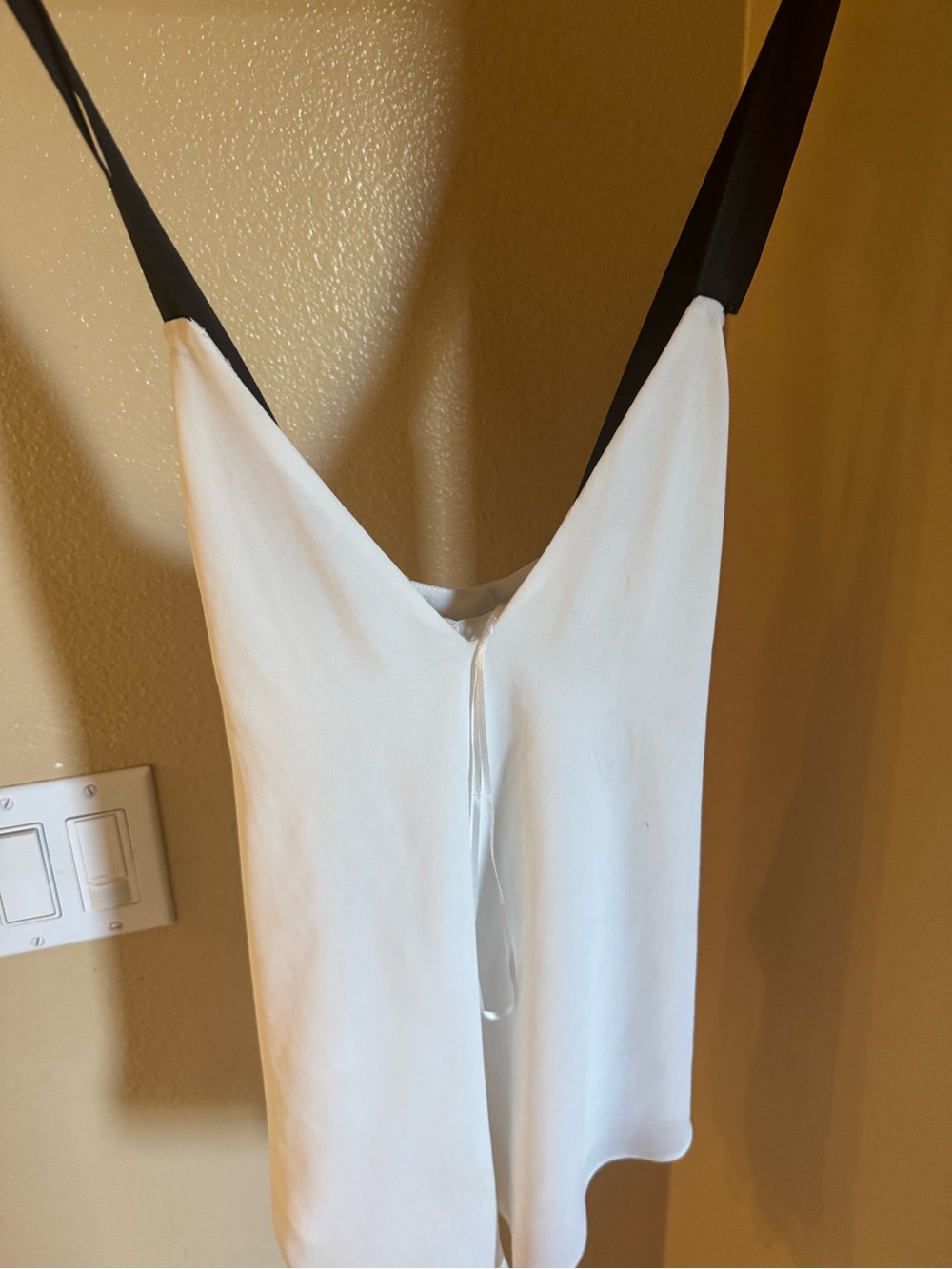 White Slip top with Black Straps with criss cross on back